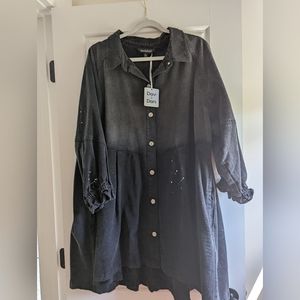 Davi & Dani Boutique Black Denim Pain Splatter Dress